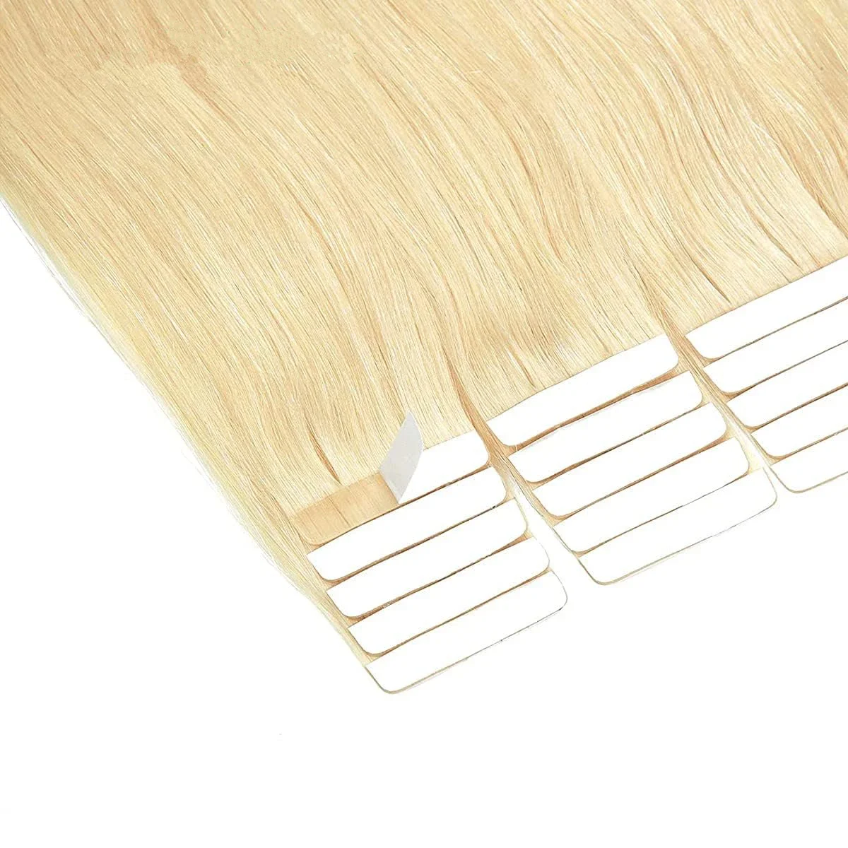 Extensii de păr cu bandă adezivă, blond 613, păr uman Remy, fără sudură, 20 buc._voghion.com