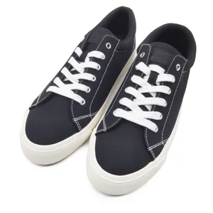 Men's Black Oxford Fabric Canvas Sneakers Low-Top Casual Lace-up Shoes White Vulcanized Rubber Sole Trendy Daily Street Wear