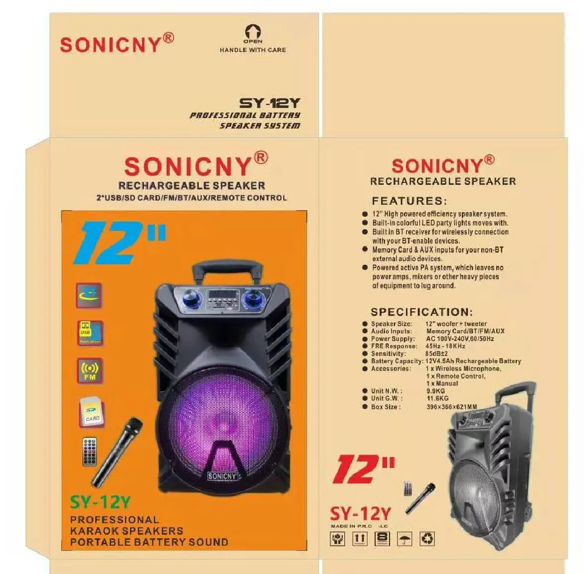 SONICNY OUTDOOR KARAOKE DANCING HOME MOBILE WATERPROOF SIMPLE USB SET 12 INCH FACTORY SPEAKER - ANKUX.COM