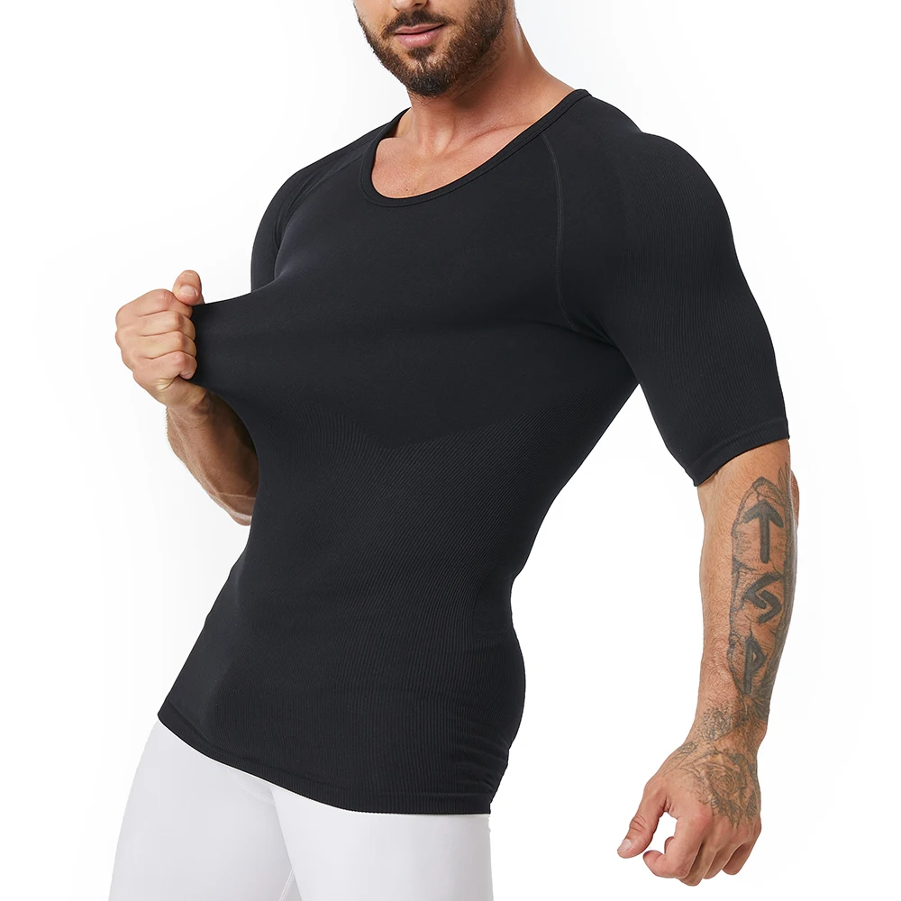 Customize Mens Shapewear Tummy Control Compression Shirts Slimming Undershirt Body Shaper