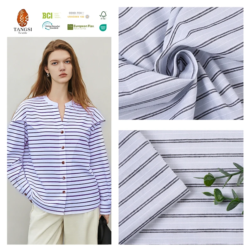 Customized New Style Woven Fabric Cotton Yarn Dyed Strip Fabric Designs Available for Clothes