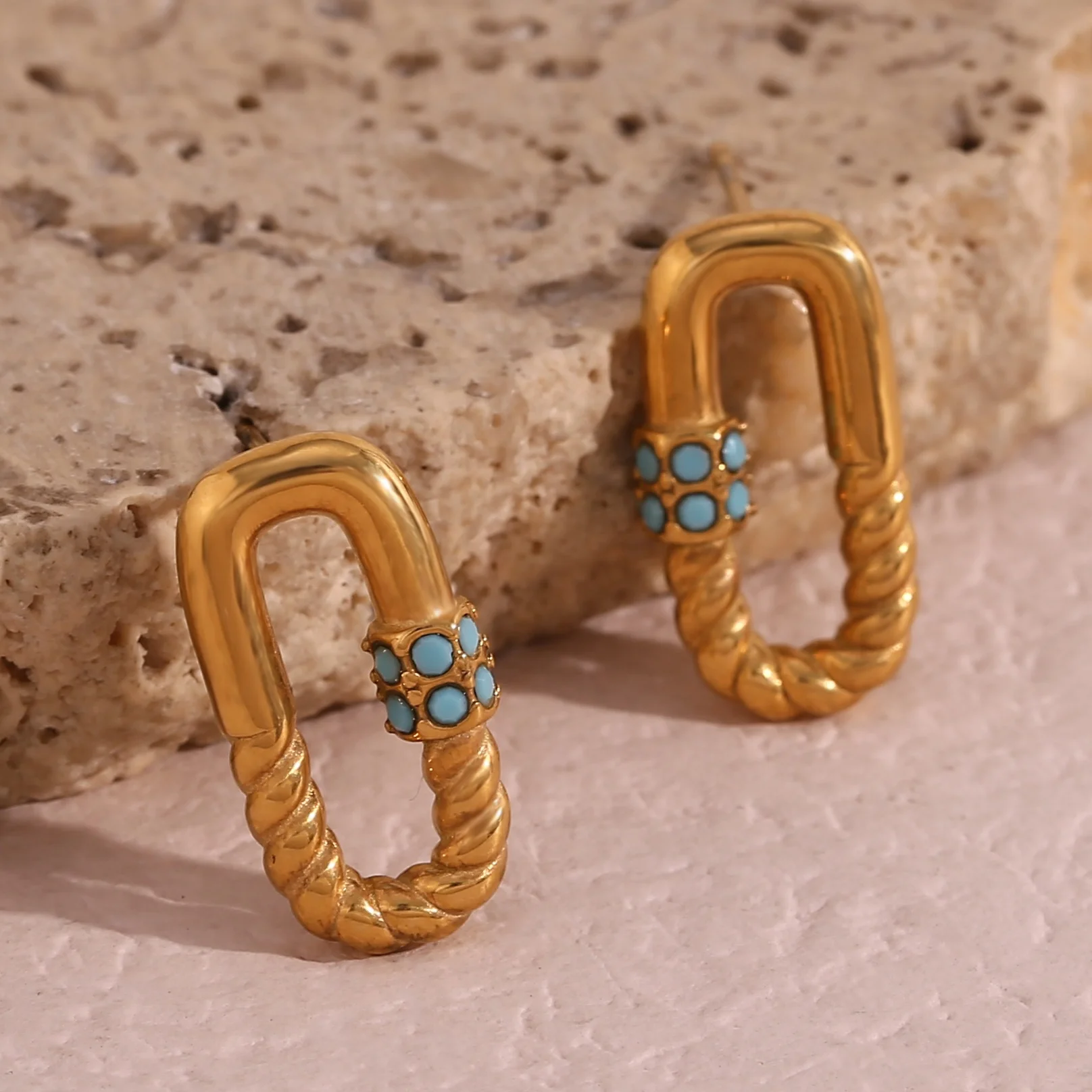 Vintage O Shape Twisted Stud Earring 18k Gold Plated Earring Tarnish