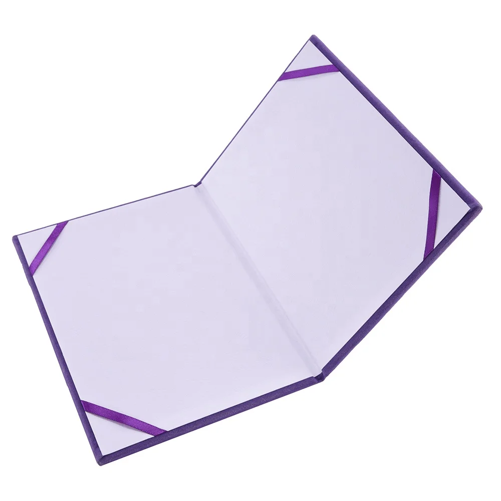紫カスタマイズベルベット卒業証書カバー証明書ホルダー