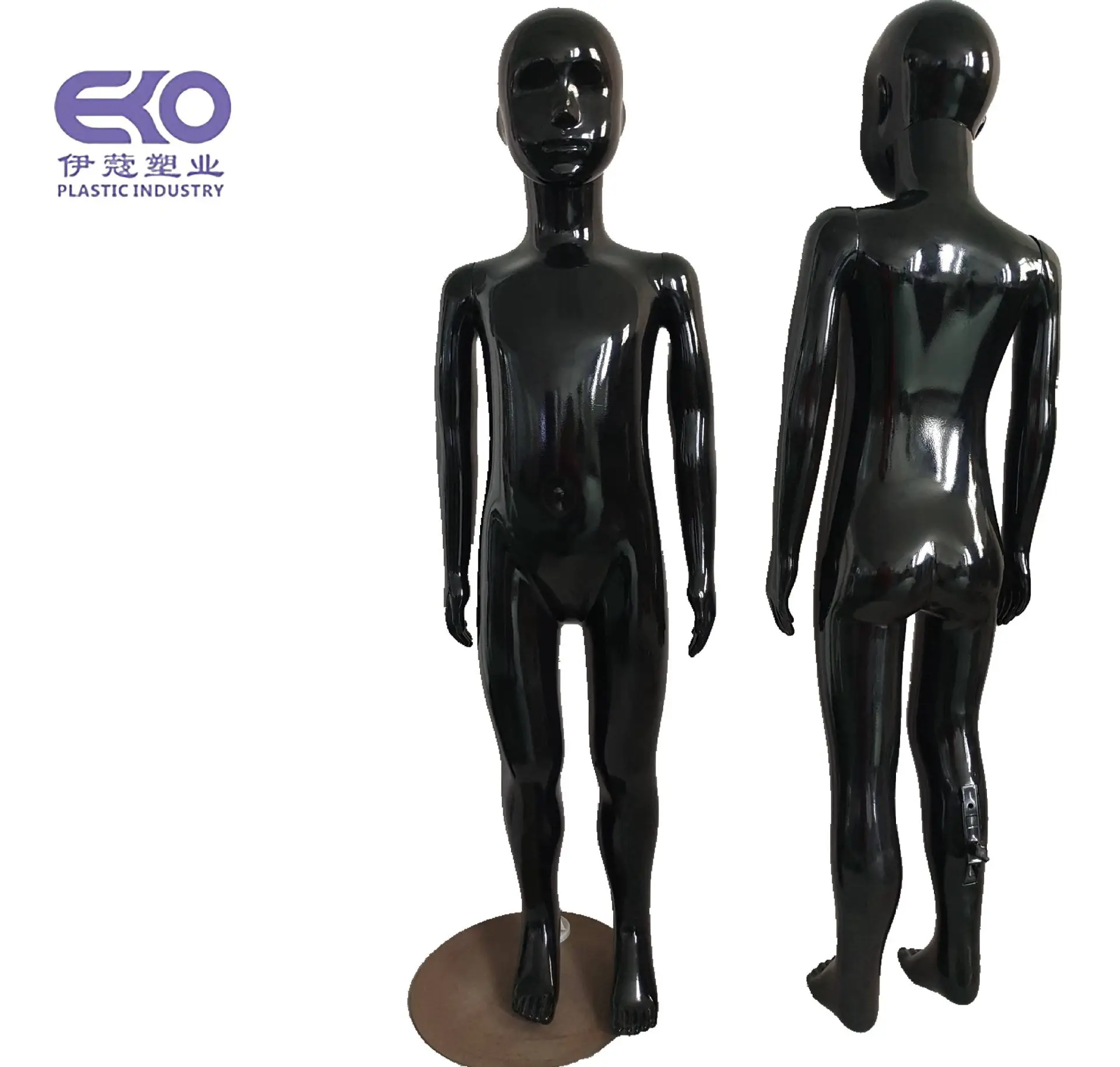 Hot Sale Pp Fullbody Standing Child Plastic Mannequin Glossy Black And