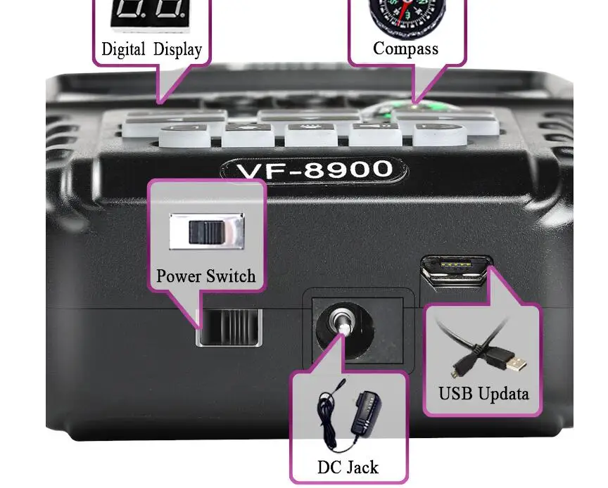 HD Satfinder Star Search VF-8900D DVB-S2 Satellite Meter Satellite Finder  Built-in Flashlight Compass Signal Display Car Charger Specification:U.S.  regulations 