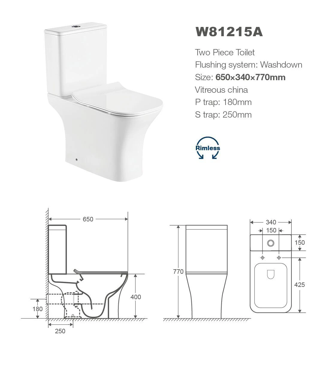 Europe Design Economic Modern Rimless Toilet