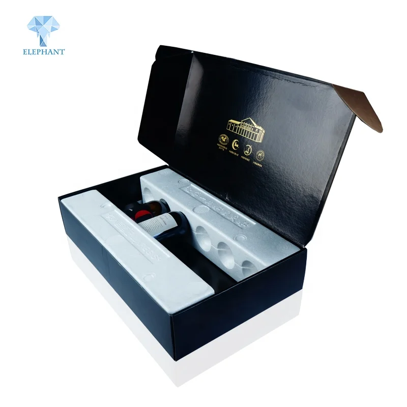 Изготовленный на заказ логотип винная гофрированная бумага подарочная упаковка набор пенопластовая коробка для вина