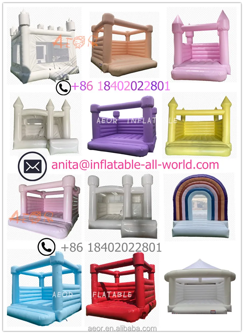 Pastel Rainbow Bounce House Inflatable Toddler Amusement Park White ...