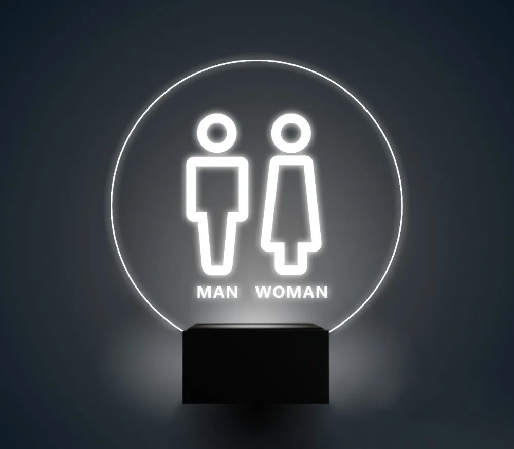 Офисное Кафе Магазин светящийся светодиодный знак туалета Круглый акриловый дверной знак для туалета ванная комната знак