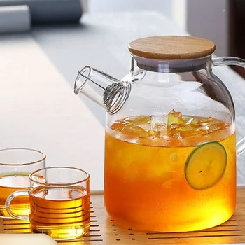 56H Teapot 6-piece set of heat-resistant glass teapot filter health tea kettle set of flower brewing device tea set