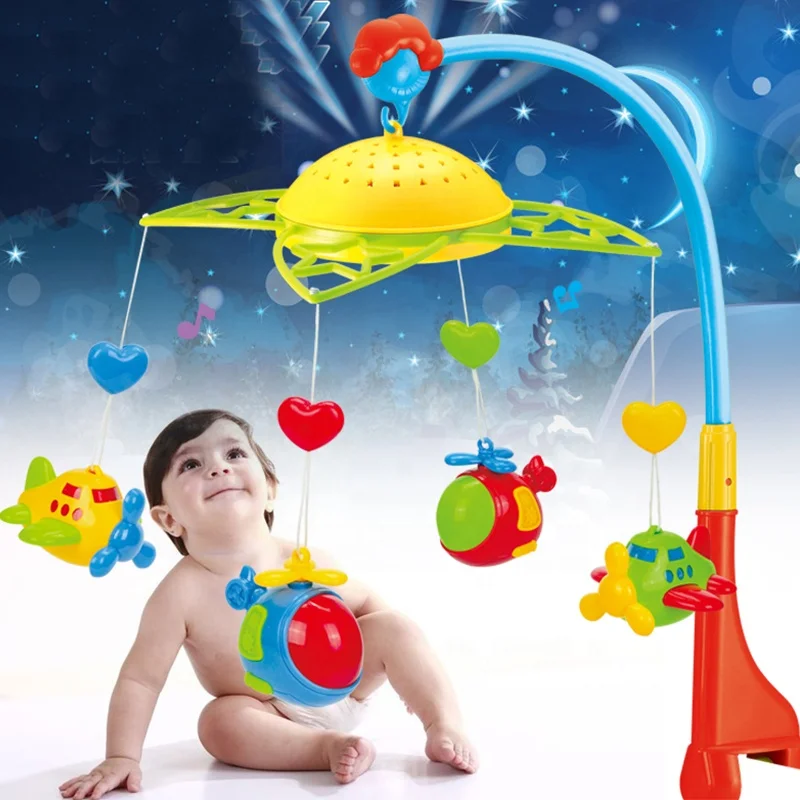 Вращающийся детский музыкальный колокольчик с проекцией для кроватки и самолета