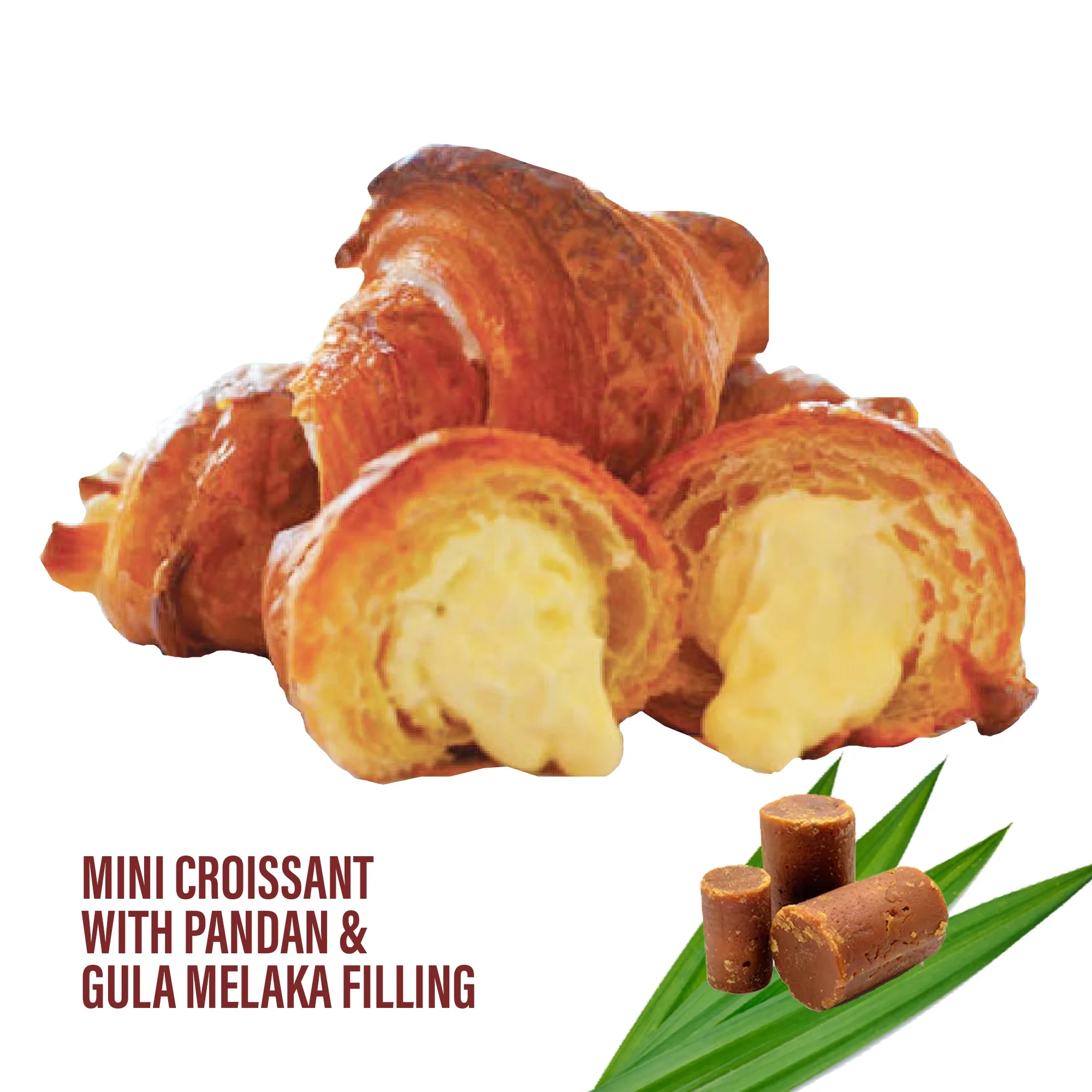 Mini Croissant With Pandan Gula Melaka Palm Sugar Filling Levain Group Malaysia Buy Frozen Pastry Oven Bake Croissant With Filling Product On Alibaba Com
