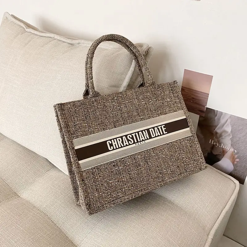 2021 Custom Printed Ladies Handbags Ladies Casual Designer Tote Bag with Lattice Pattern Women's Fashion Handbag for Summer