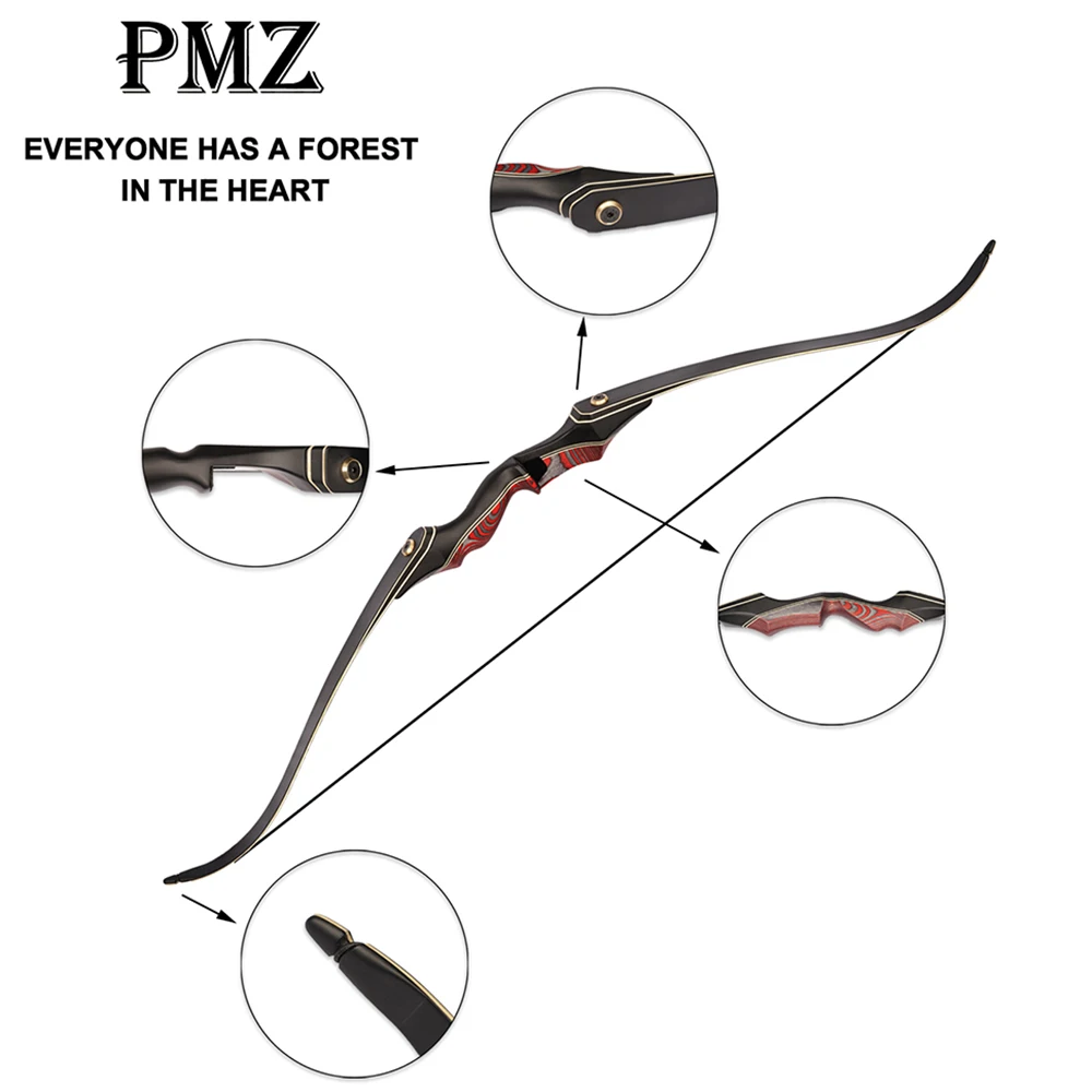 PMZ Archery Takedown Recurve Bow Kit Longbow Archery Equipment Bow Hunting