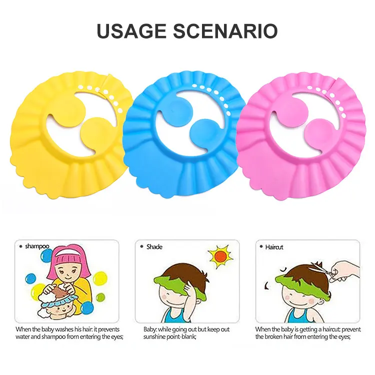 Adjustable Soft Baby Bathing Shampoo Shower Protection Hat Eva Kids Ear