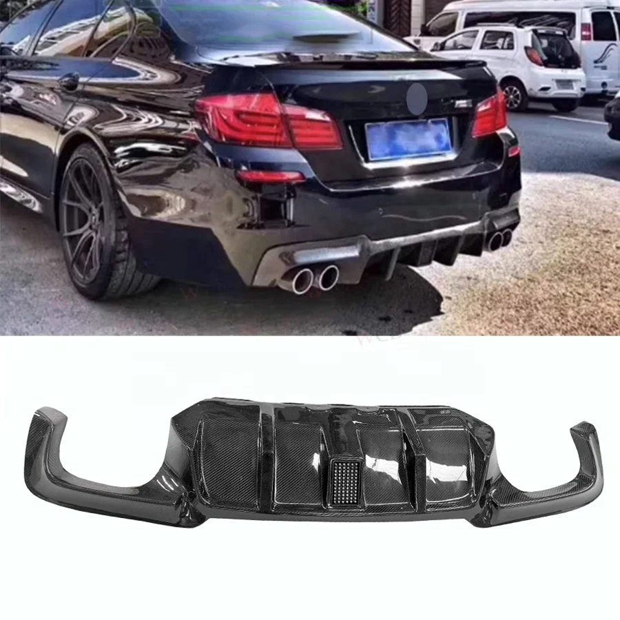 Carbon Fiber Rear Bumper Diffuser Lip Spoiler With Led Light For Bmw ...