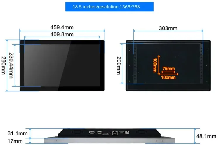 10"-23" Outdoor Sunlight-Readable Industrial Android All-in-One Panel PC Fanless TFT-LCD Touch Screen IP65 Waterproof Computer