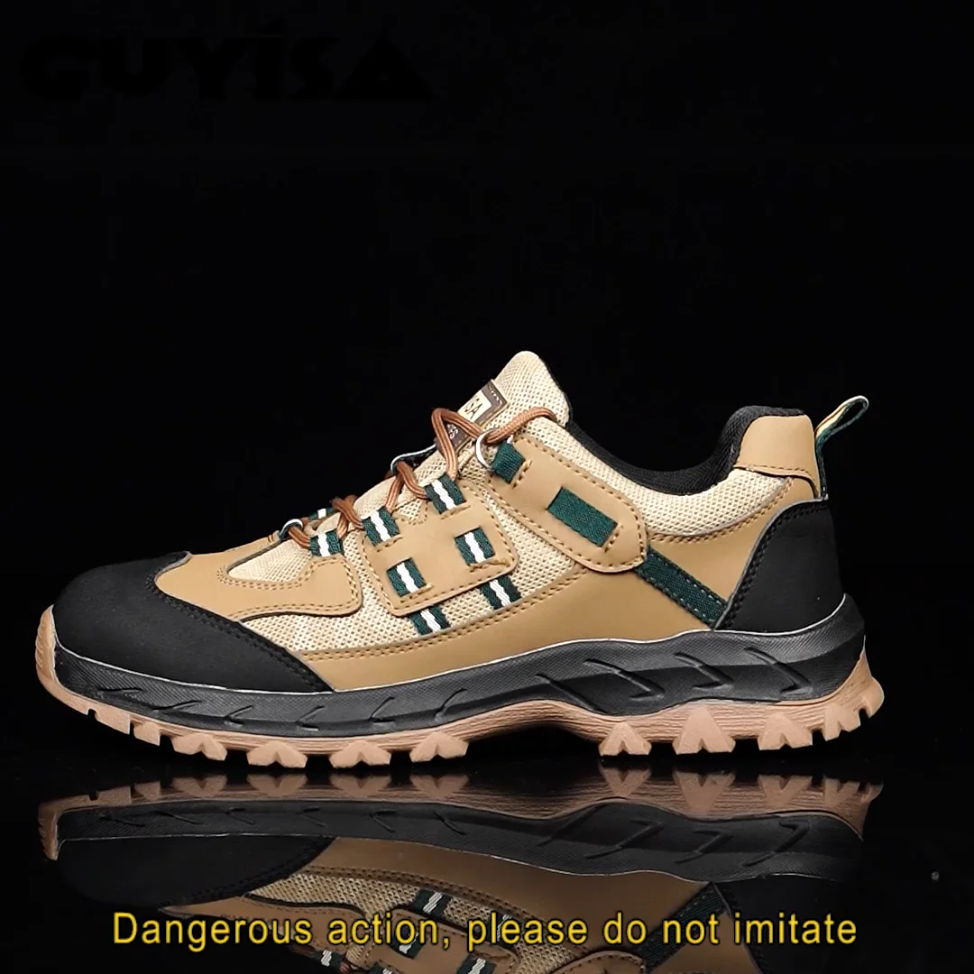 Guyisa Men's Safety Shoes Waterproof Breathable Steel Toe Safety Shoes
