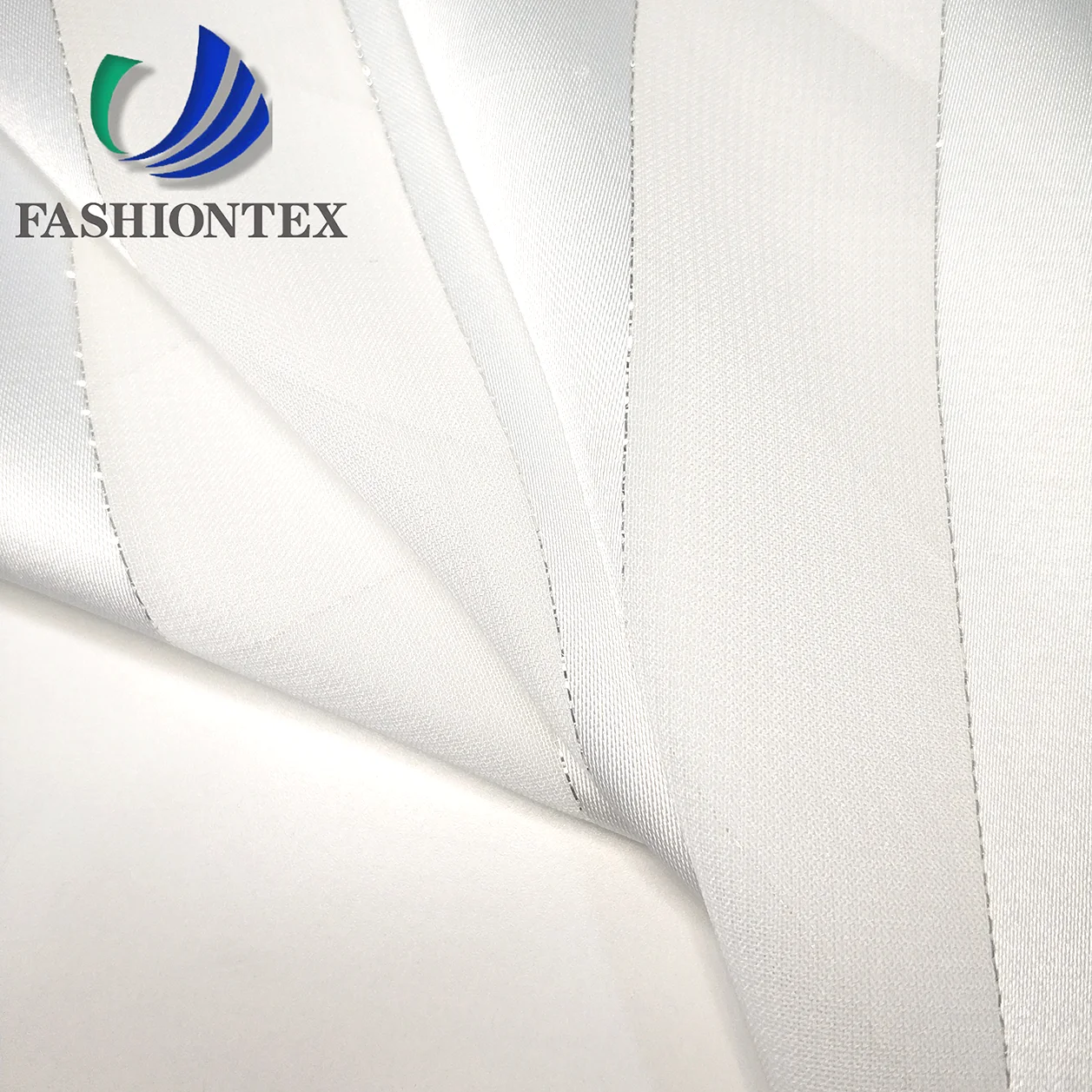 Узкая атласная шифоновая ткань Fashiontex с серебряным люрексом, ткань из 100% полиэстера для женской одежды, ткань из люрекса