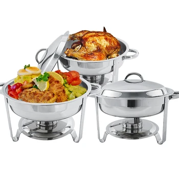 DaoSheng 4.5L 6L Hotel Restaurant Round Design Stainless Steel Buffet Stove Dinner Chafing Dish