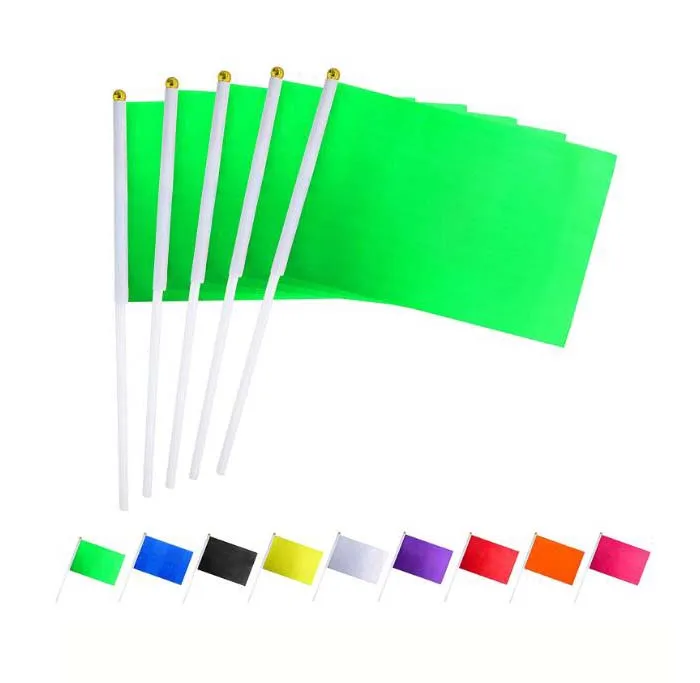 Custom Printed Sublimation Blanks Banner Plain White Hand Flag with Plastic Sticks