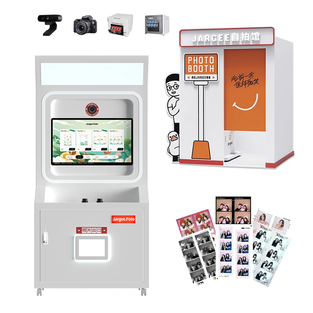 New Events Party Photo Machine Custom Made Full Screen Lifting Photo Booth With Sublimation Printer and  DSLR Camera
