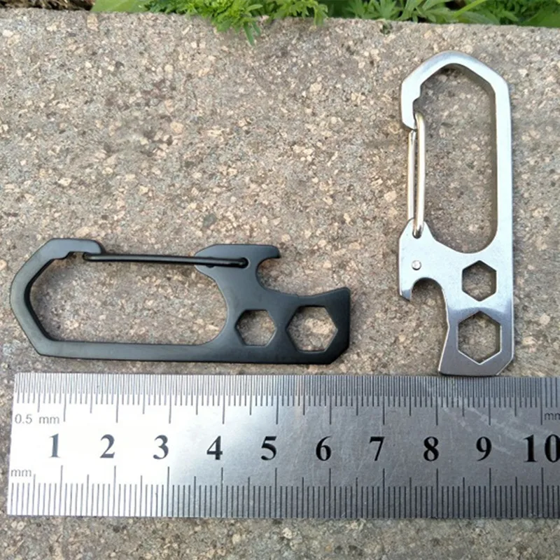YD519 Outdoor Tool Multifunction Key Ring Beer Bottle Opener Stainless Steel Climbing Buckle Keychain Hook Openers