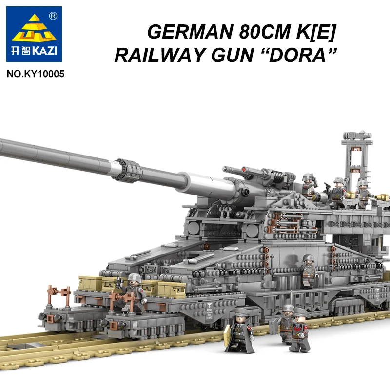 WW2 Military Schwerer Gustav/Dora Model Building Blocks Railway