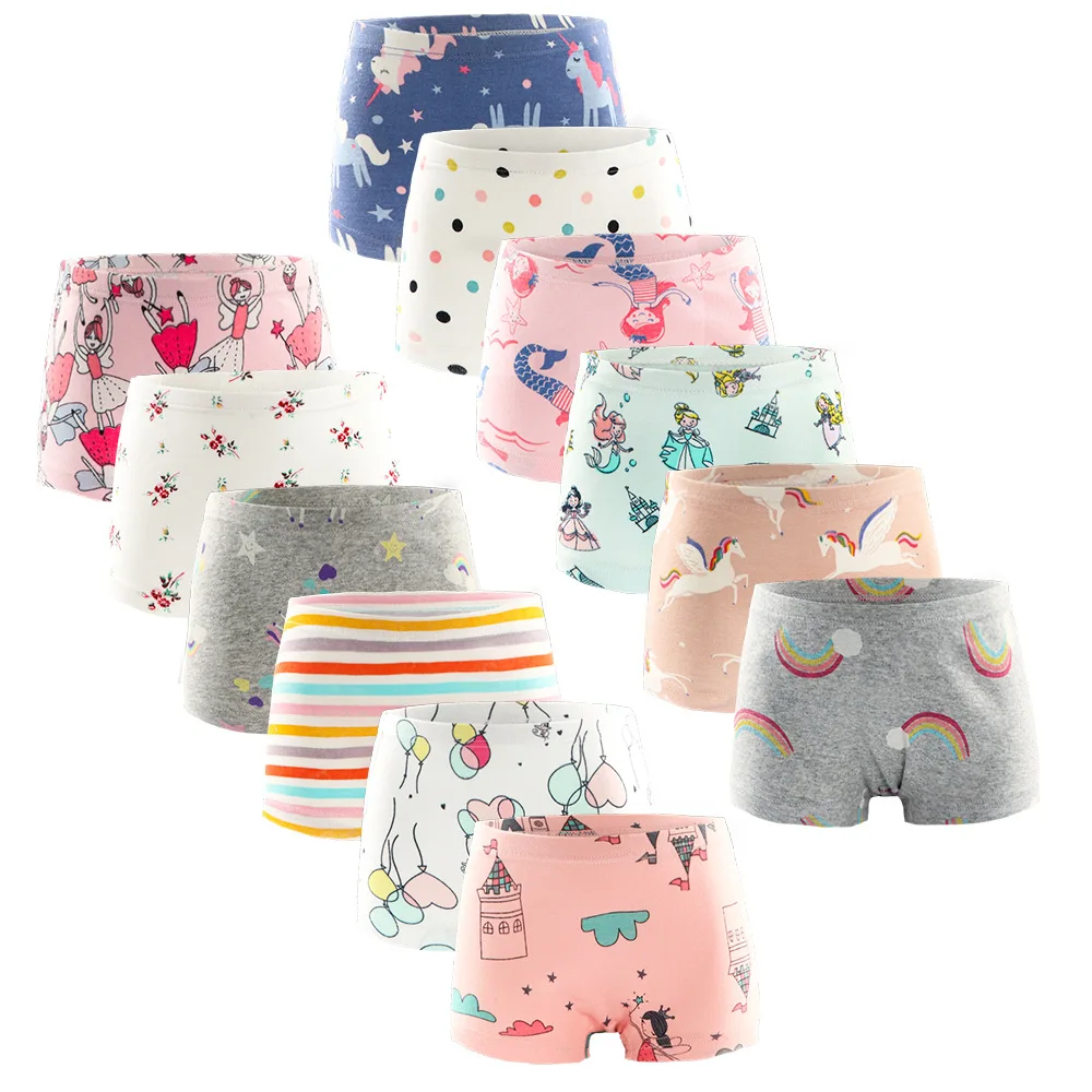 Girls 4 Pack Patterned Boxer Short Knickers 