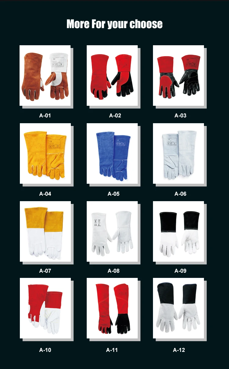 High Quality Full Grain Heat Resistant Leather Welding Gloves Safety Work Protection for Welding Welding Soldering Supplies details