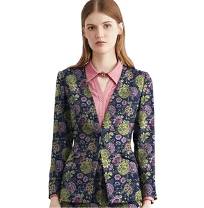 Europe United States Haute Couture Three-dimensional Relief Jacquard Trench Two-piece Dress Suit Blazer Single Breasted