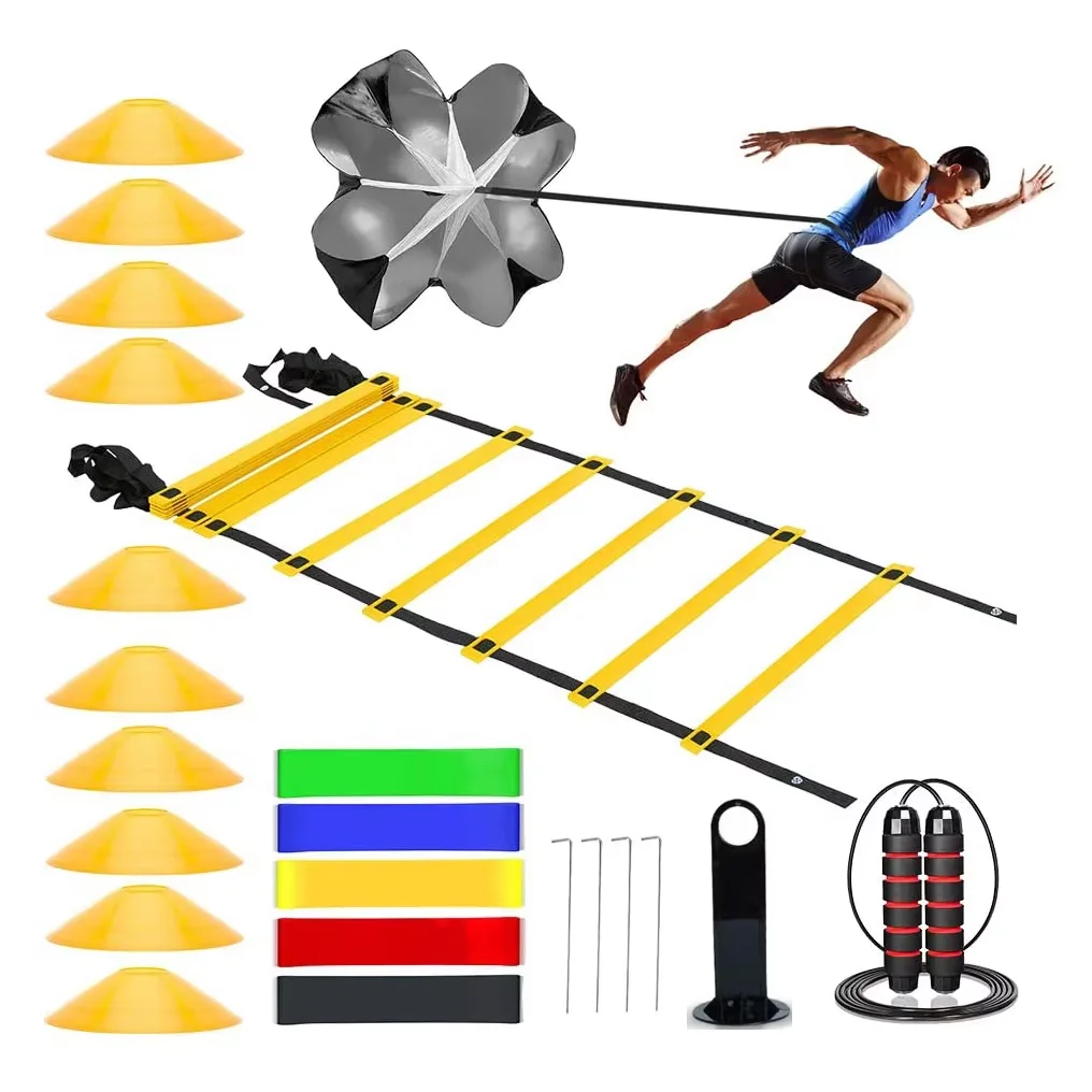 Soccer Training Equipment Speed Set Agility Ladder Folding Adjustable PVC Yellow Children's Sports Fitness