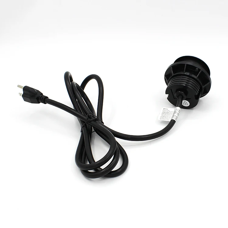 US Round Shape Power Single Outlet Socket With 2 USB Charging Port Black Color With 10ft Cord One 1 Outlets