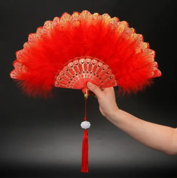 Eventail Plume MWOOT Éventail Plumes Marabout, Style Vintage Années 1920 Ventilateur Poche à Plumes, Ventilateur Pliant Décoratif Pour Mariage Halloween Spectacle Tenue Cabaret Femme