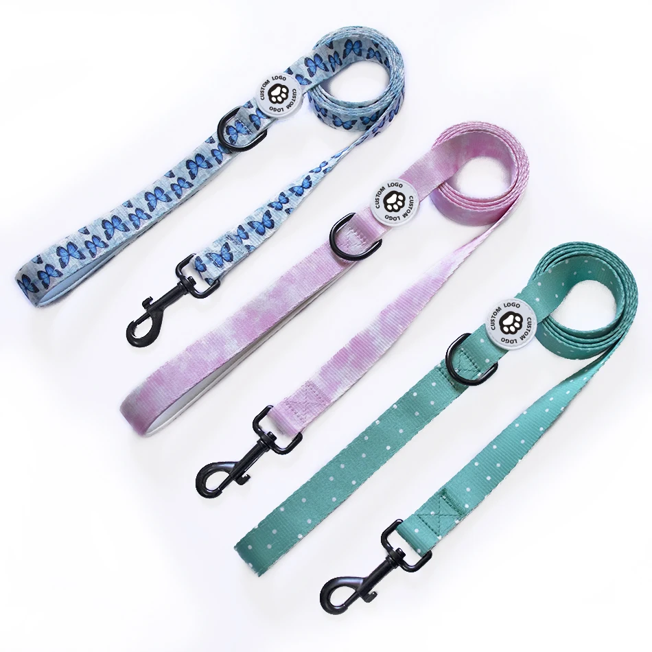 Customized Colorful Fluid Printing Dog Leash Durable Soft Padded Handle ...