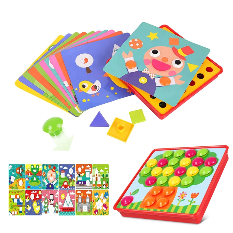 Stem Early Learning Educational Toys DIY Mosaic Pegboard Mushroom Nails Matching Puzzle Game