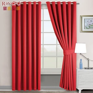 New Design Red Woven Eyelet Curtains Ready Made Curtain Blackout Luxury  Living Room Curtains