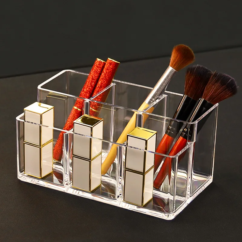 Transparent dresser acrylic makeup brush storage case Crystal Eyebrow pencil display case Stationery storage rack