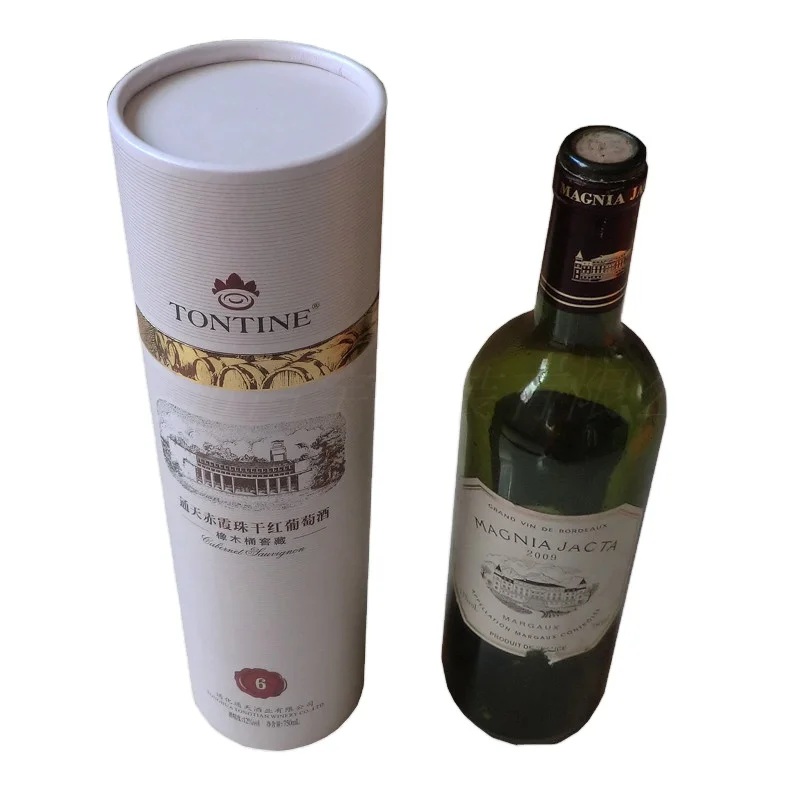 Luxury Custom Eco Friendly Biodegradable Cardboard Cylinder Box for Whiskey Olive Oil Wine Bottle Packaging Paper Tube