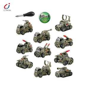 Educational Toys Take Apart Military Vehicles Model Army 10 in 1 Inertia Sliding DIY Diy Assemble Truck Car Toy with Tool Set