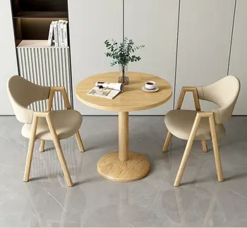 Dining Table for 4 Persons, Faux Marble Dining Table, 4 Chairs, Mid-century Modern Dining Table and Chair Set, Round Table