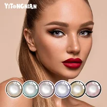 YI TONG NIAN 2 pieces/1 pair of color contact lenses Natural blue contact lenses Custom soft hydrogel contact lenses