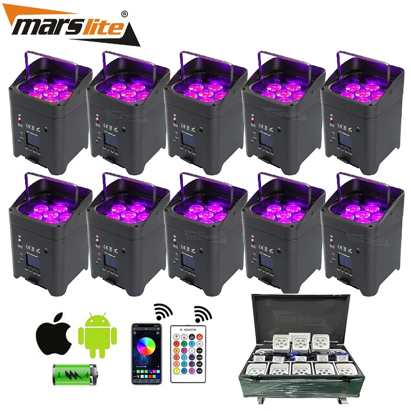 Uplights Battery Wireless 6x18w Rgbwa Uv Par Dmx Battery Uplighter Dj