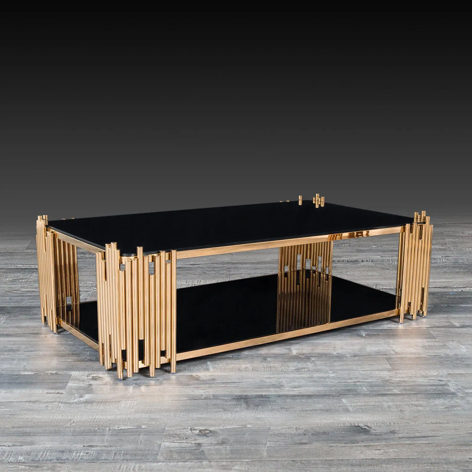 Modern Design Rectangle Shape Glass Top Coffee Table Metal Stainless Steel Base Centre Table Sets Center Living Room Furniture