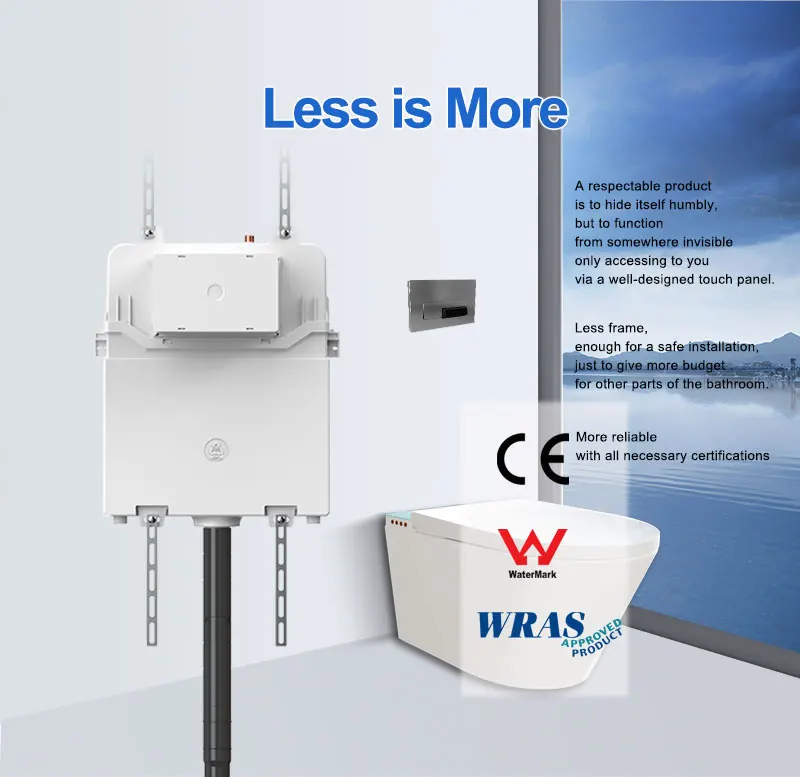 Wall Hung Wc Toilet Concealed Cistern Flush Tank Press Button Flush