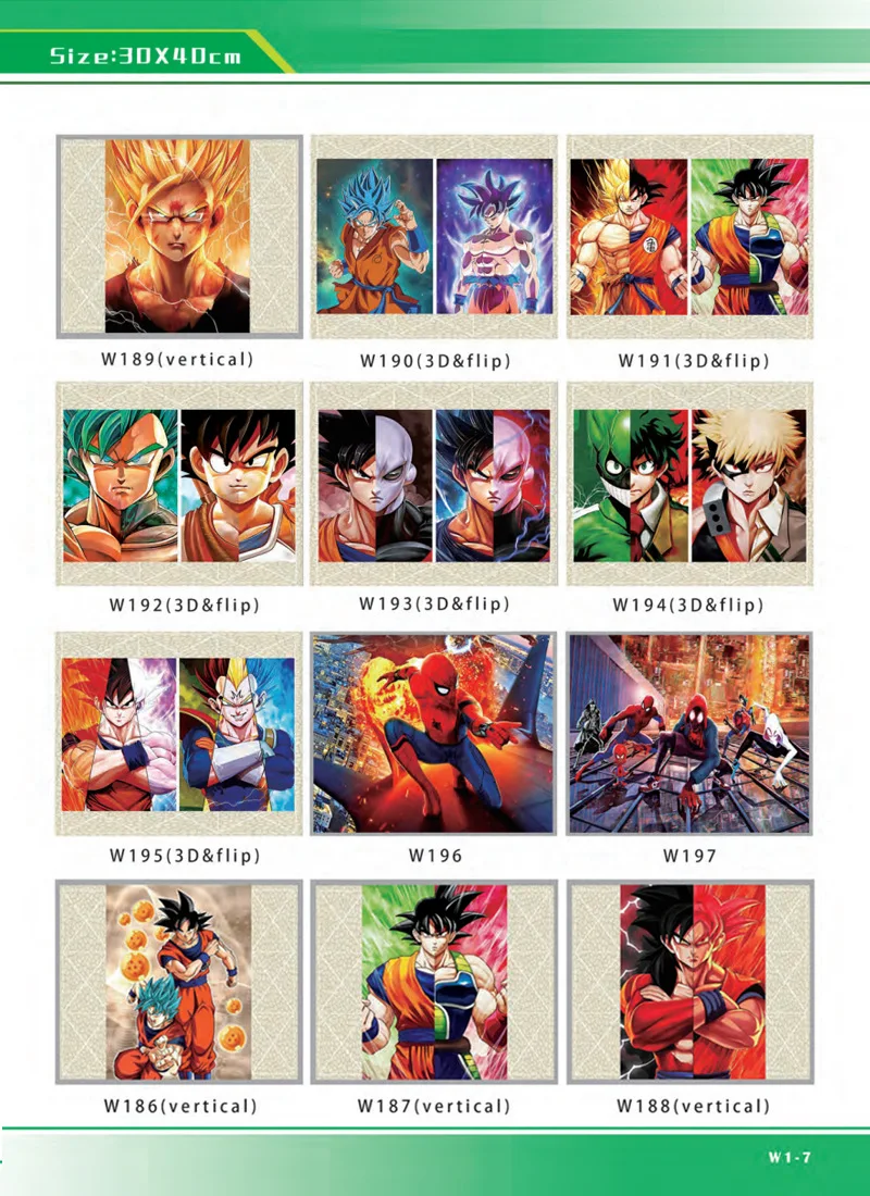 30X40 см пользовательская 3D линзовидная флип-картинка печать Аниме дизайн