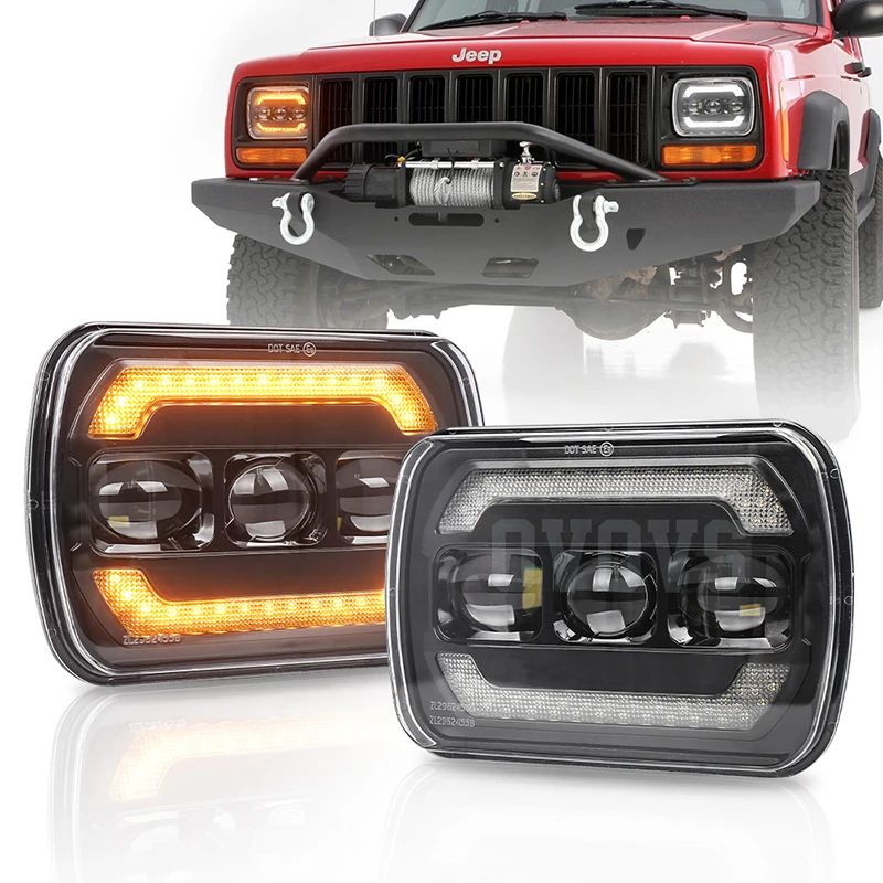 Ovovs Newest 5x7'' Led Headlights H/l Beam 7x6inch Led Square Headlights  For Jeep Wrangler Yj Cherokee Xj - Buy 5x7 Led Headlights,Led Square Led  Headlight For Car,7x6 Led Headlight For Jeep Wrangler