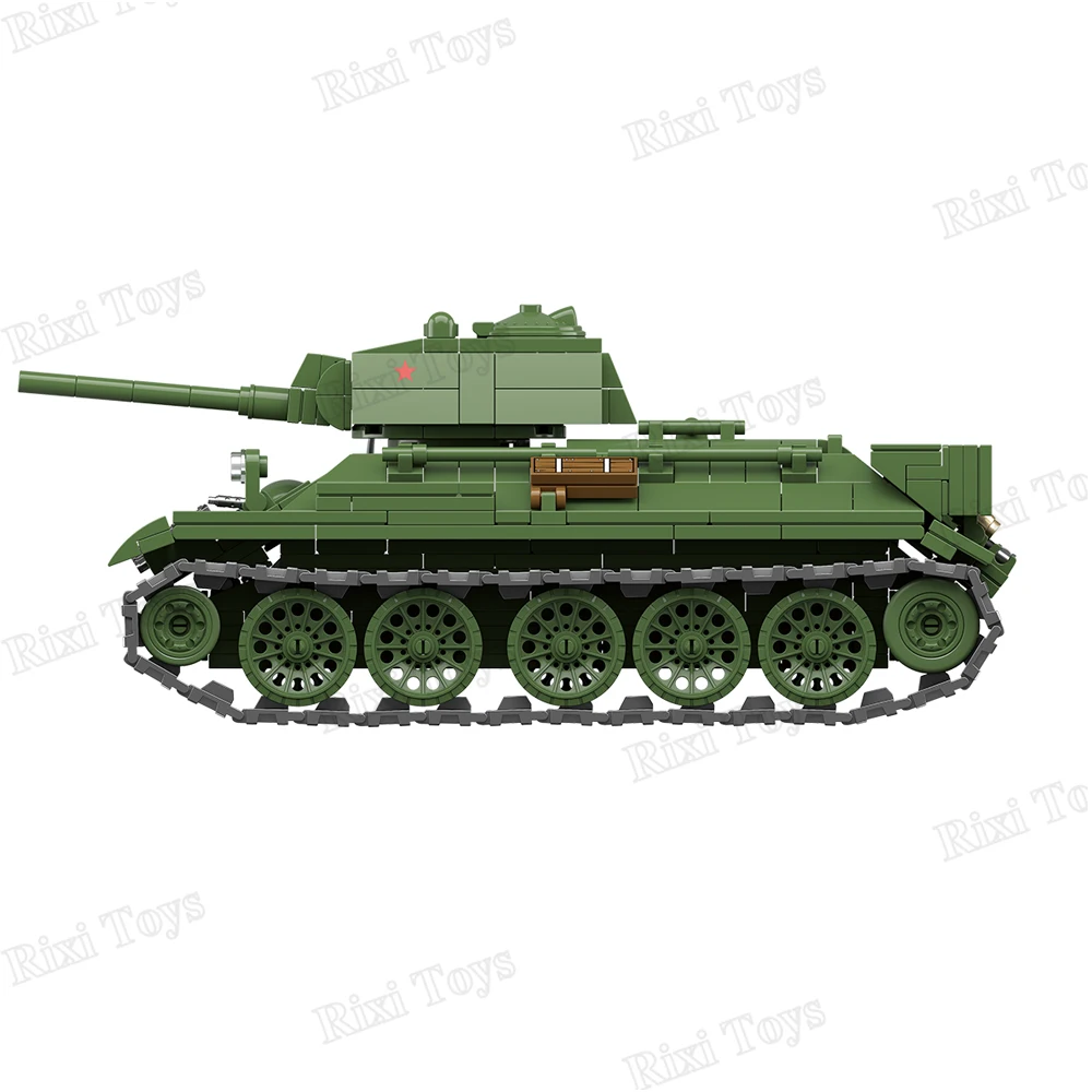 QuanGuan 100276 World War 2 WW2 Military Soldiers MOC Weapon Soviet T34/76 Medium Tank DIY Toys for Gift Building Blocks Sets