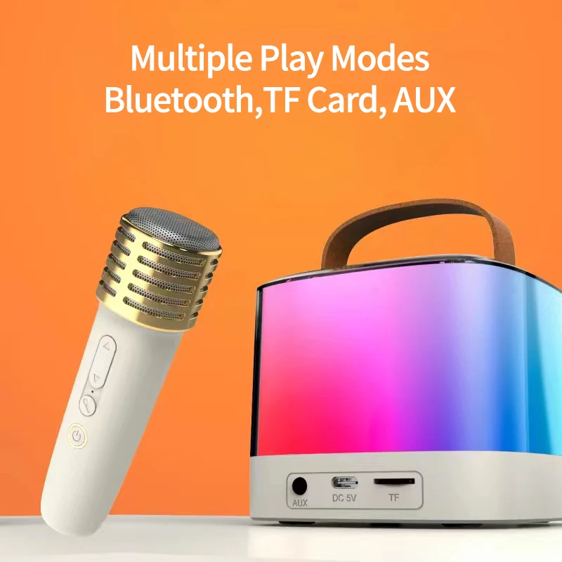 Karaoke Microphone Dual Mic Family KTV TF Card Play Christmas Kids Gift Portable Subwoofer Wireless Speaker for 5.3 LED