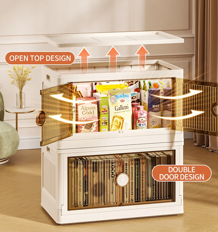 Modern Design Collapsible Rectangle Plastic Storage Container Eco-Friendly Foldable Clothes Lock Box for Toys